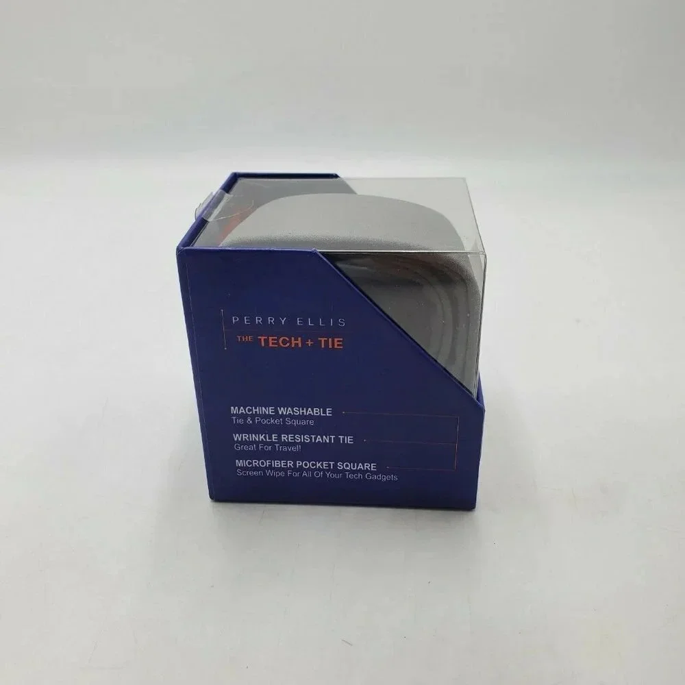 Perry Ellis‎ Necktie and Pocket Square Set Gray NIB